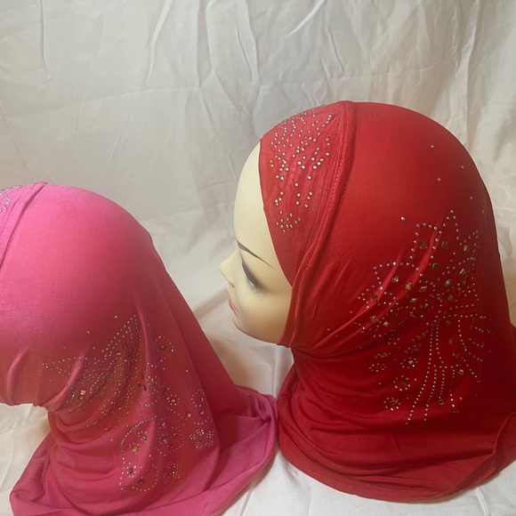 Muslim one piece kids hijab lslamic girl solid Scarf Arab head Wrap Hat - Picture 3 of 12